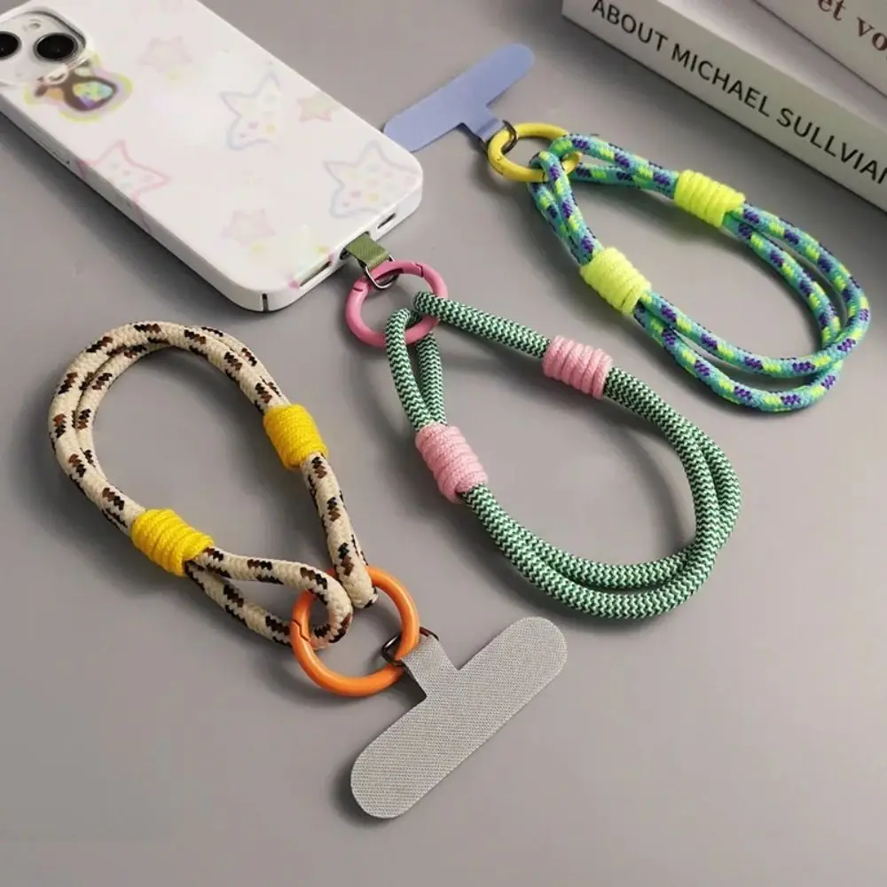 Cordão De Telefone De Nylon Portátil Chaveiro, Corda Anti-perdida, Cores De Doces Simples, Correias De Pulso, Acessórios Do Telefone