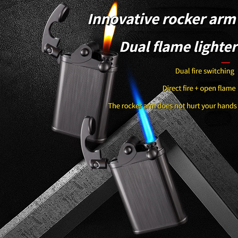 

Best-selling Men's Swing Arm Soft Fire Plus Direct-injection Lighter Double Fire Inflatable Windproof Creative Cigarette Lighter