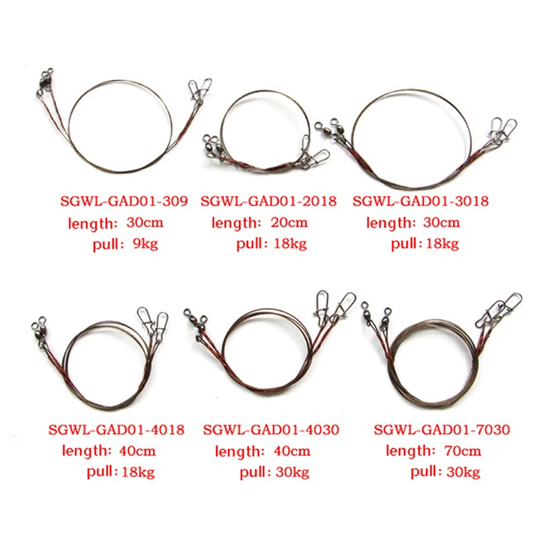 1 Pack Steel Fishing Line Wire Line Leader Fishing Leash Anti-winding Titanium Wire Anti-bite Wire Fishing Accessories