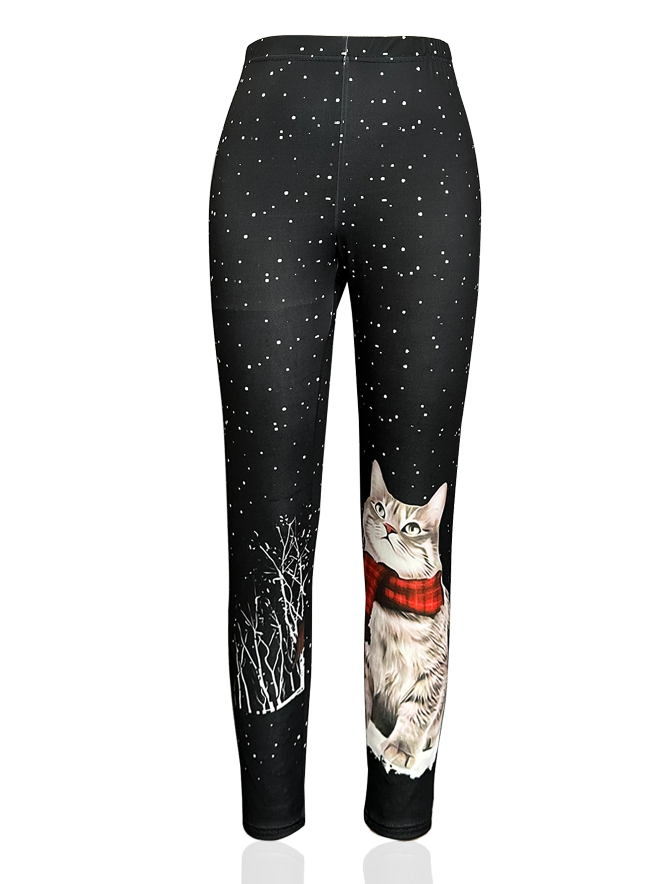 New Selling Digital Printed Nine-point Pants Christmas Kitten Leggings Fashion Hip Lift Tight Personality Pencil Pants Women