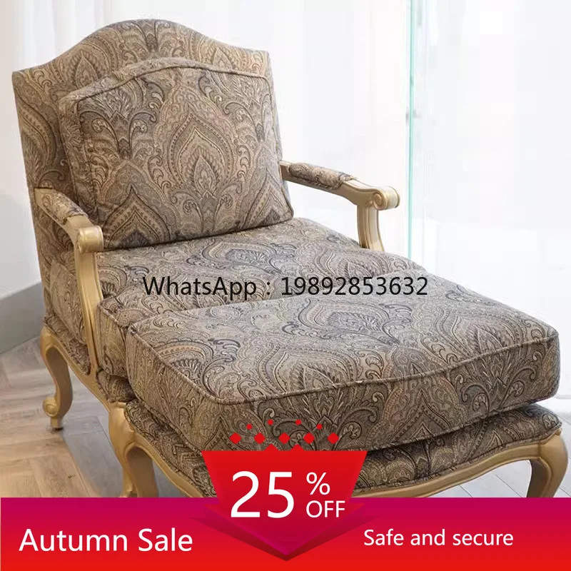 

LYY Light Luxury Retro Leisure Chair Ethan Sofa Chair Alan Embroidered Floral Fabric Single Sofa Living Room Chair