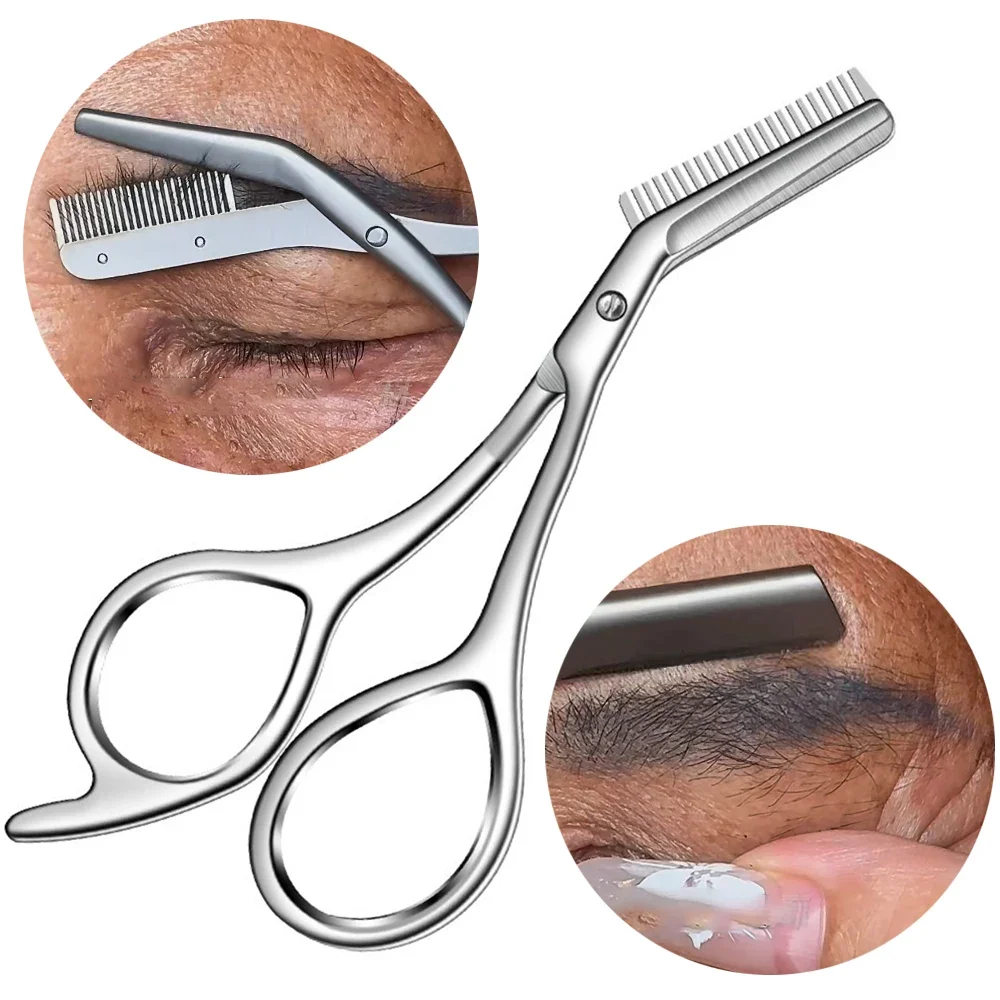 Tijeras recortadoras de cejas de acero inoxidable, herramienta de aseo de precisión para hombres y mujeres, cuchillo sin esfuerzo, herramienta de afeitadora de depilación, 1 ud.