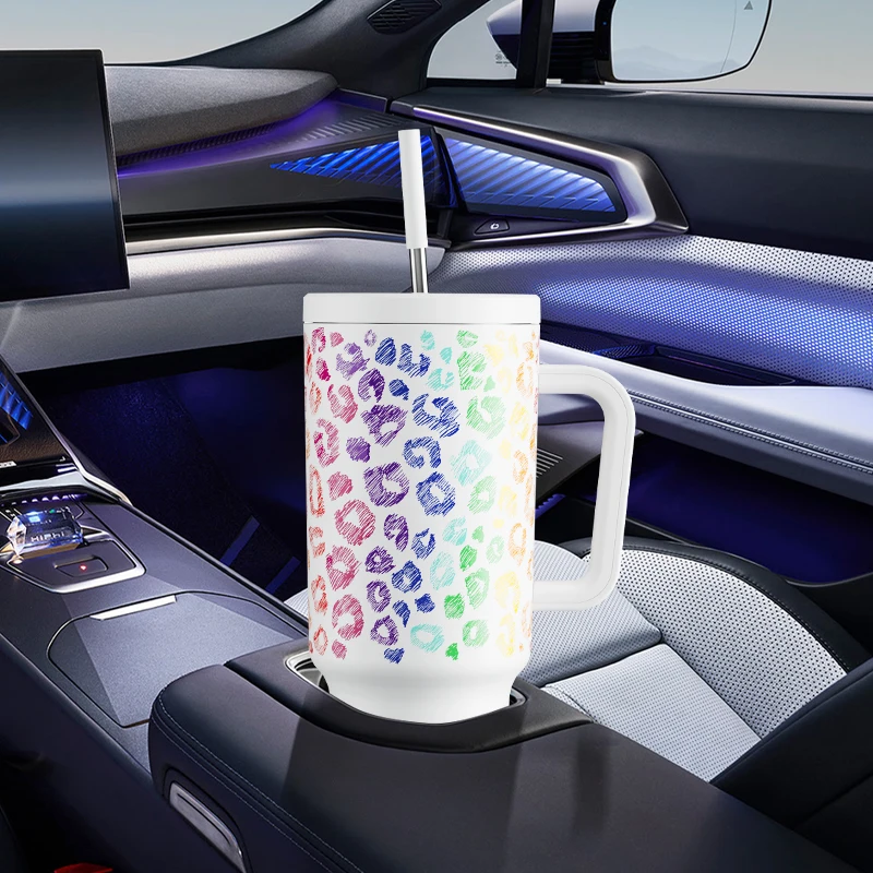 40oz Meoky Cup Lip Print Stainless Steel Vacuum Insulated Double Wall Thermal Iced Travel Car Mug Portable Coffee Water Bottle