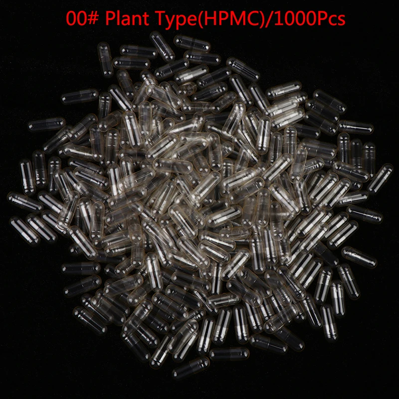 1000Pcs HPMC Plant Muslim Empty Capsule Medicine Capsule 00# Transparent Pill