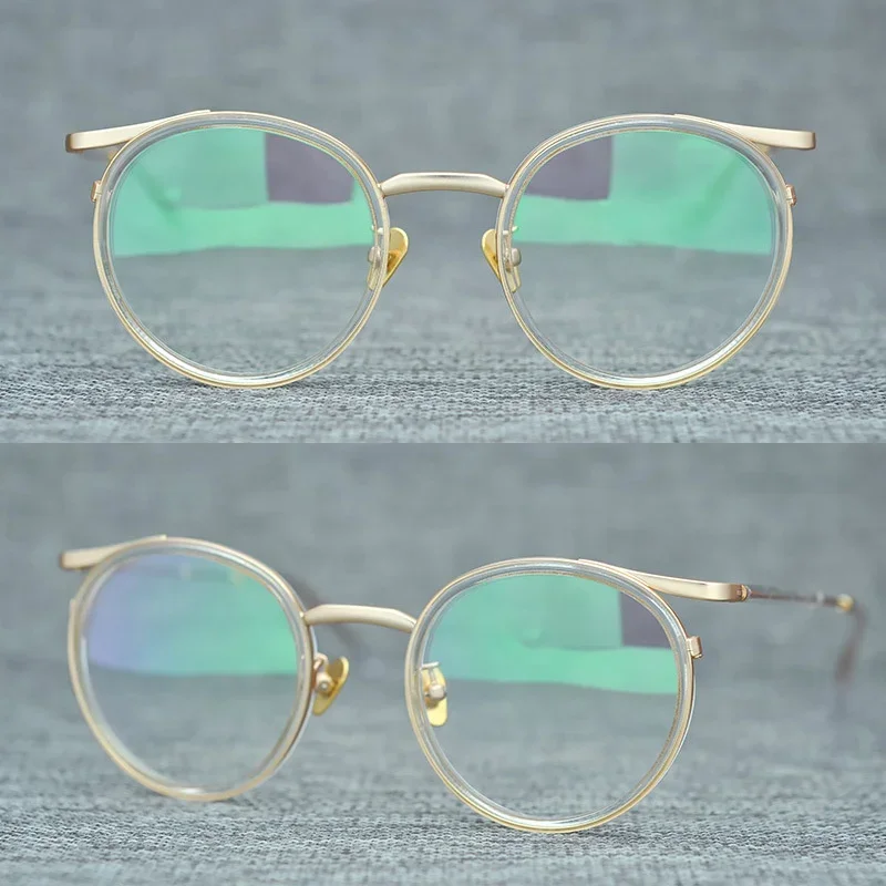 Monturas de Gafas redondas Retro hechas a mano, Gafas de miopía ultraligeras de titanio japonés para mujer, Gafas graduadas