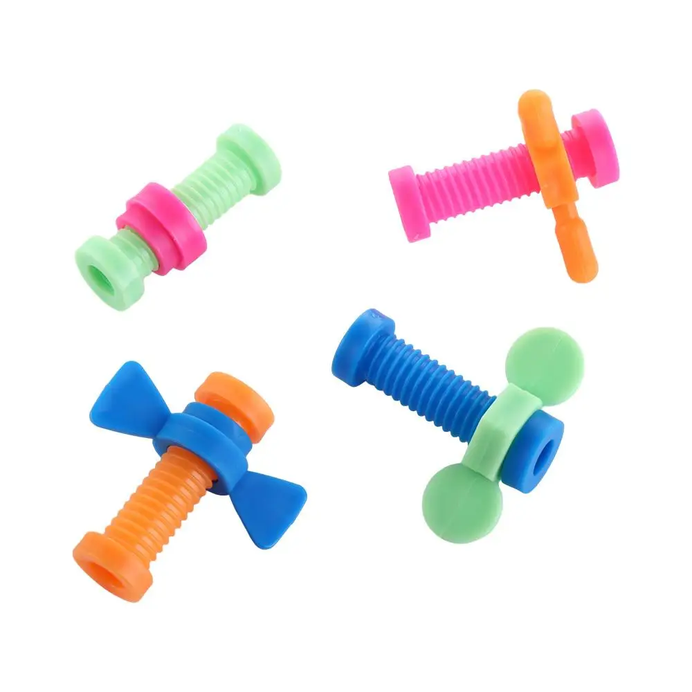 Colorful ABS Screwing Toy Sensory Rotating Screw Fidget Pencil Toppers Slider Push Rotating Screw Pencil Cases for 4pcs/set