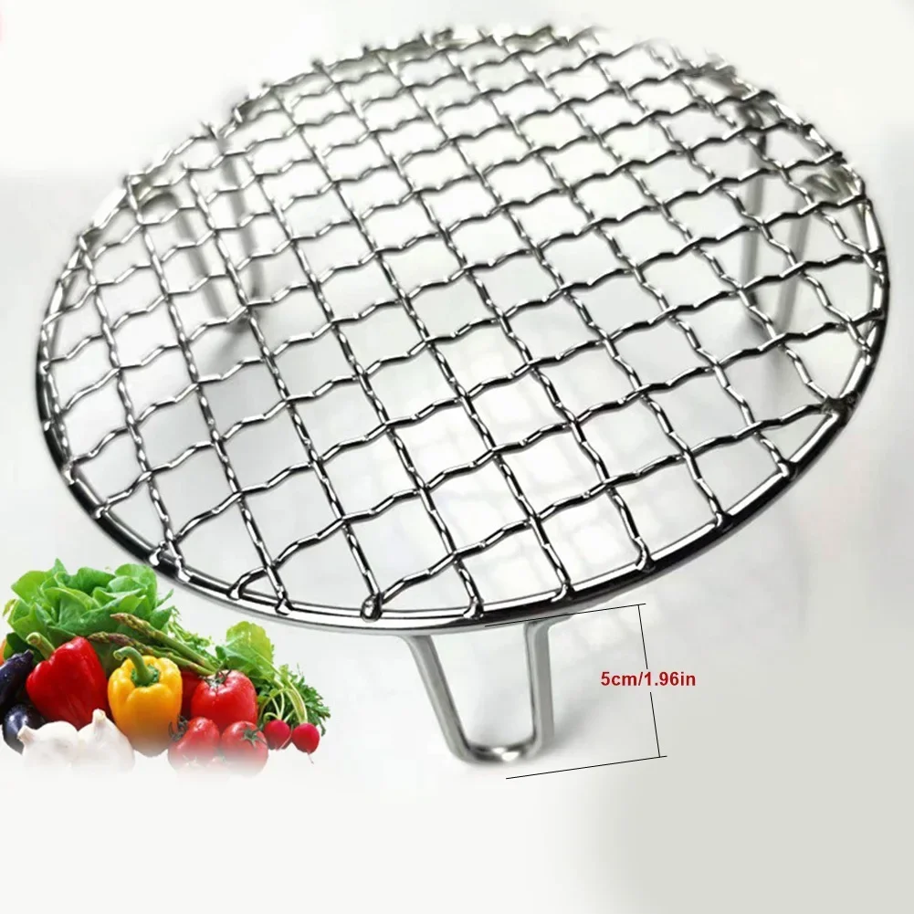 Stainless Steel Round Grid Net Barbecue Net Baking Tray BBQ Grid With Leg Stainless Steel Grill Pan Camp-Cooking Supplies