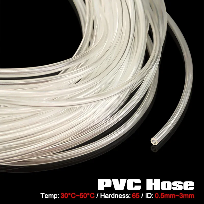Clear PVC Capillary Plastic Tube ID 0.5-3.5mm Non-toxic / Odorless Anti-Kink Flexible Small Hose for Water Pump Fluid Transfer