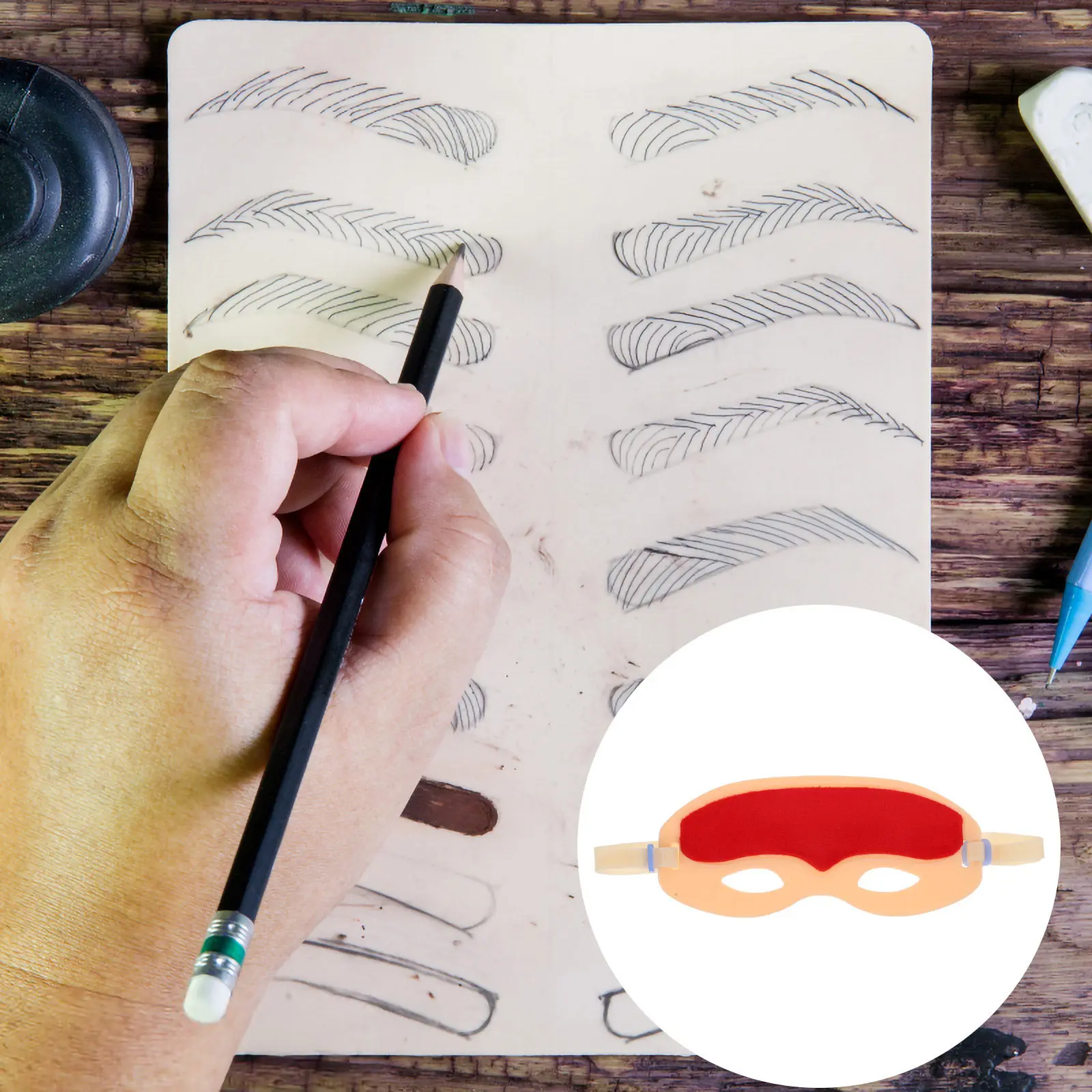 

Розовые силиконовые повязки для тренировки татуажа бровей с регулируемым ремешком, удобные для отработки микроблейдинга и татуировок на тренировочной коже