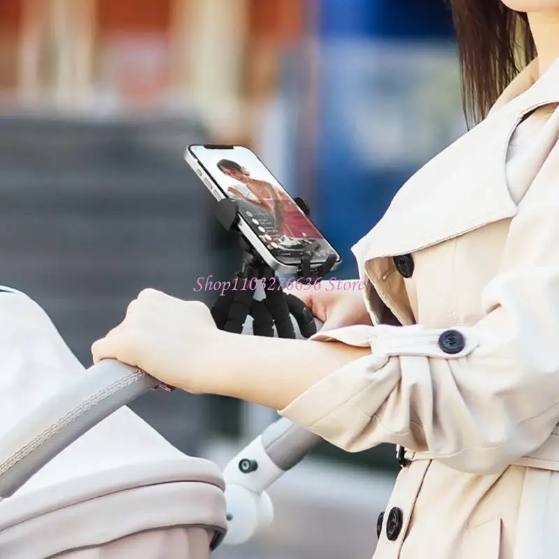 

R6FD 360 Degree Rotating Travel Phone Holder Bracket Pushchair Crib Cellphone Tripod Flexible Tripod Stand