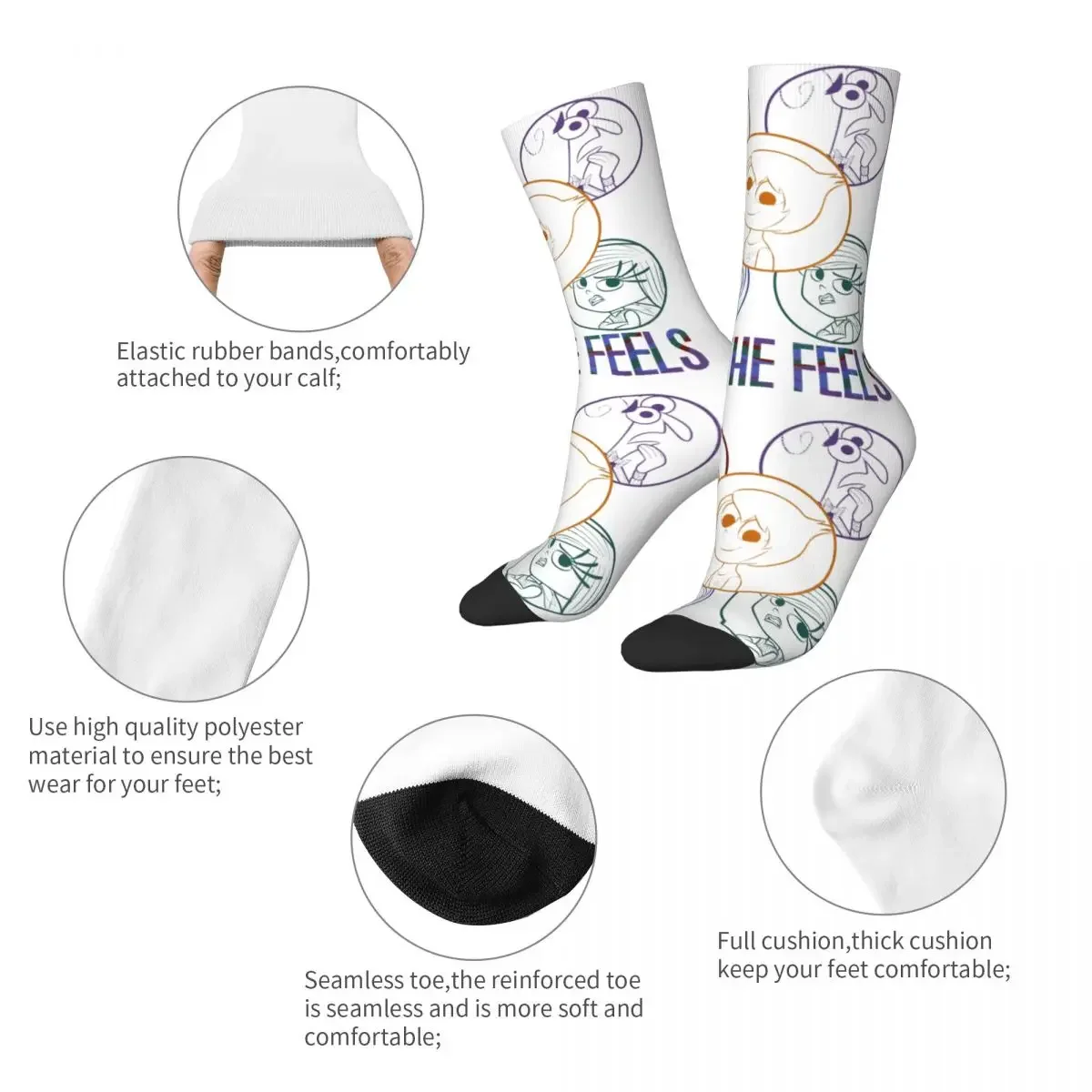 Autumn Winter Retro Unisex Inside Out All The Feels Group Shot Socks Breathable Basketball Socks