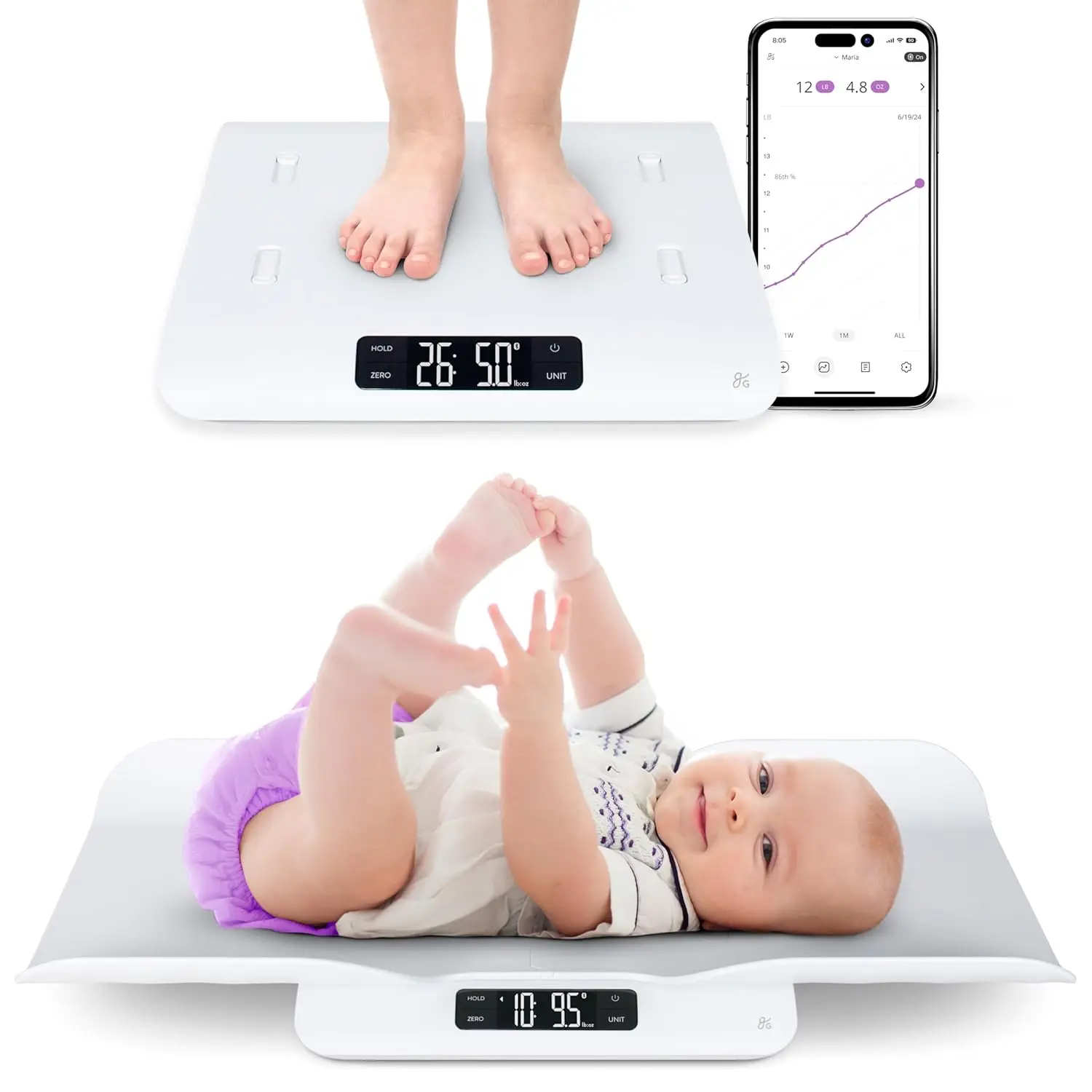 

Smart Bluetooth Baby Scale for Wiggly Infants & Toddlers with Accurate Algorithm