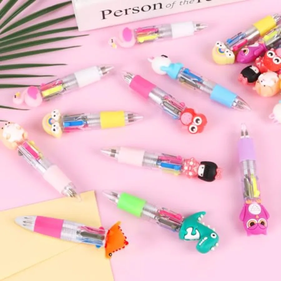 18 قطعة أقلام متعددة صغيرة في واحد أقلام حبر جاف كرتونية السائبة لطيف قابل للسحب حفلة لصالح الكتابة القلم لمكتب عيد ميلاد عيد الحب