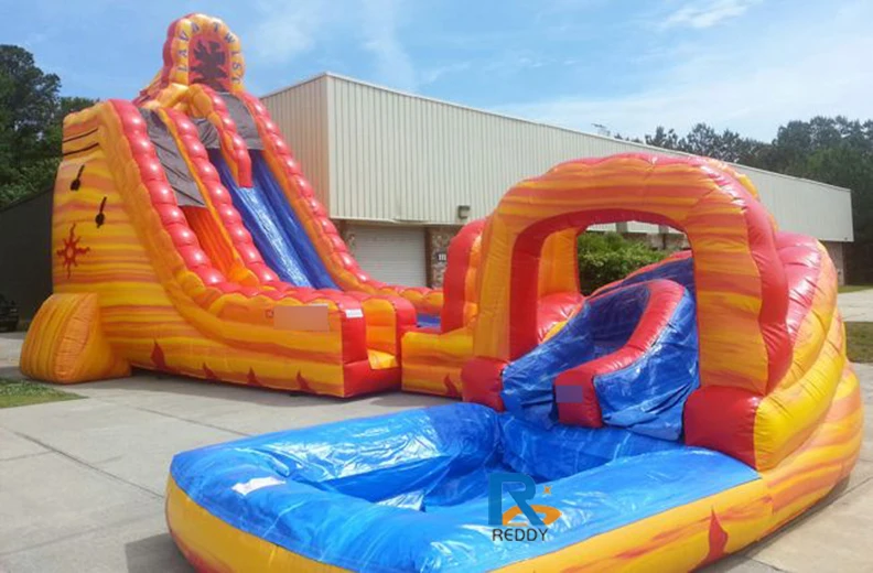 Commercial grade kids fire n ice water inflatable lava water slide fire and ice slide water slides