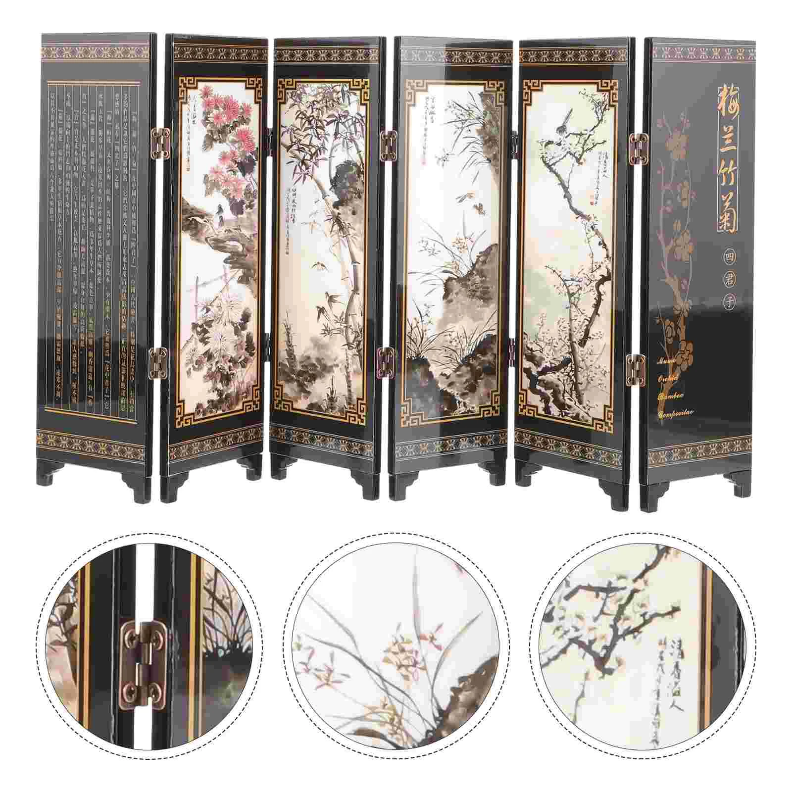 Decorative Screen Ornaments Short Room Divider Dividers Crafts Wall for Separation Privacy Small Wooden Panel Partition