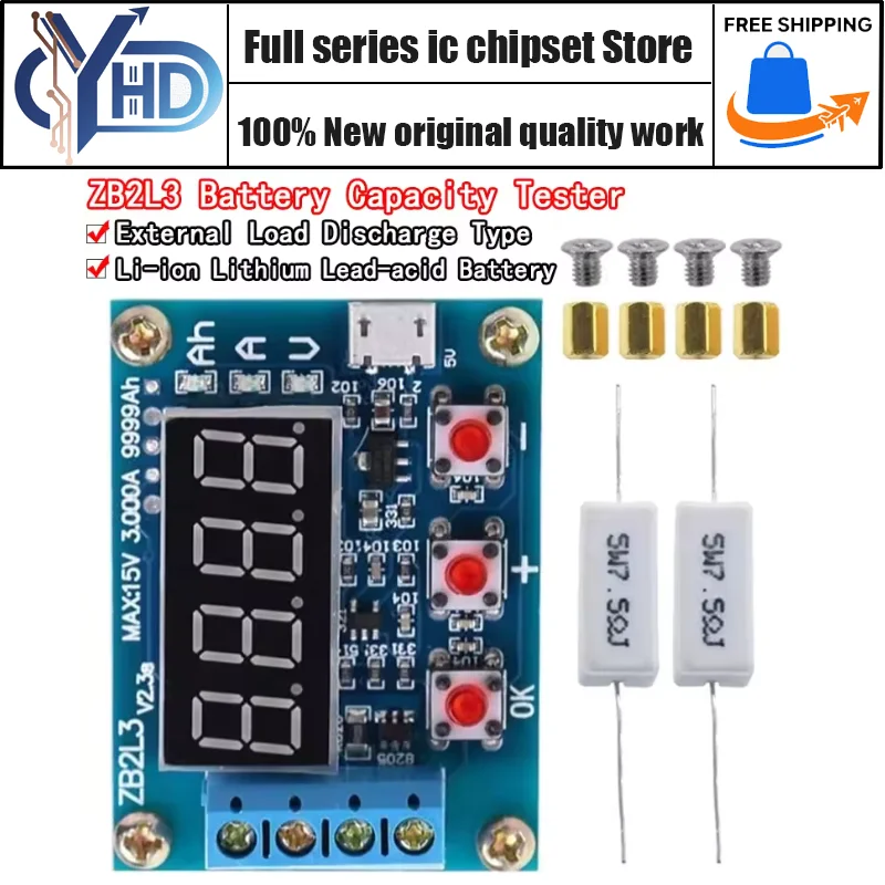 

1.2v 12v 18650 ZB2L3 Li-ion Lithium Battery Capacity Tester + Resistance Lead-acid Battery Capacity Meter Discharge Tester