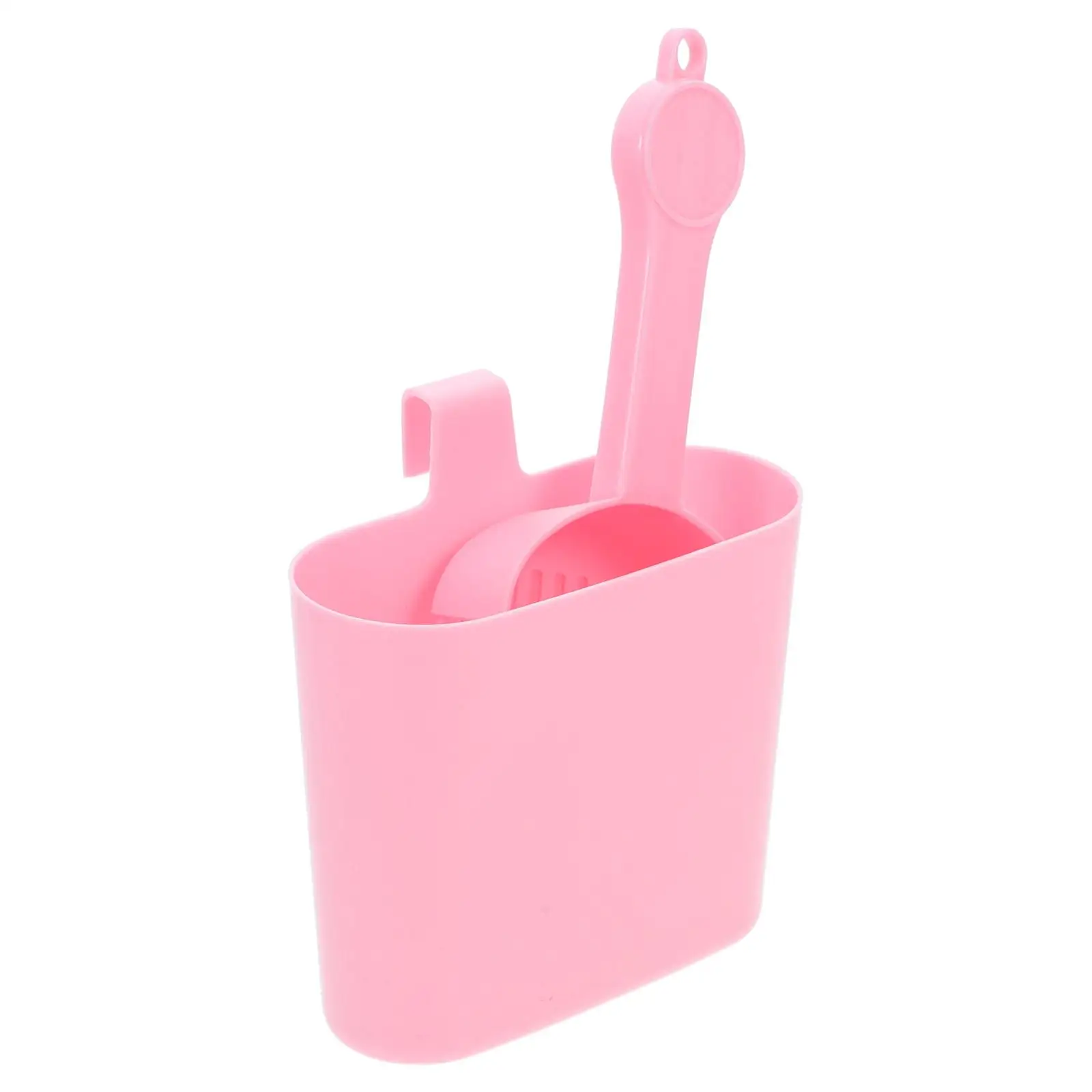 

2 Pcs Cat Litter Scoop Set Durable ABS Plastic Mesh Design Safe Comfortable Handle Storage Container Pink Color Pet Supplies