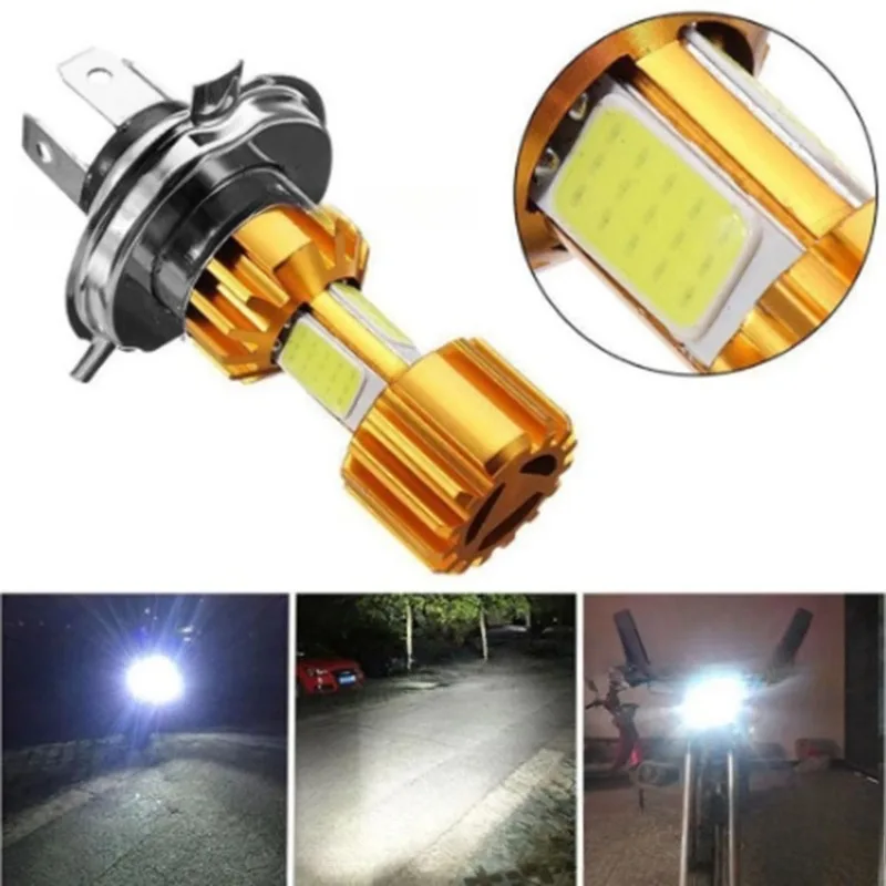 

Popu 1psc H4 LED 3 COB Motorcycle Headlight Bulb 6000K Hi/Lo Beam Light White 2000LM 18W Light Durable Headlinght Bulb in