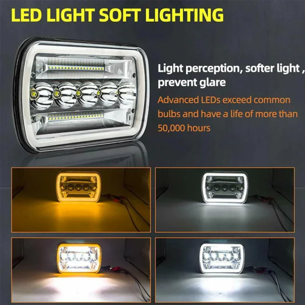 ACTVTCA 200W 5x7 Inch Led Headlights 7x6 30000LM Led Headlamp Hi/Low Turn Signal Dot E9 DRL For Offroad 4x4 Accessories 12V 24V - Image 4