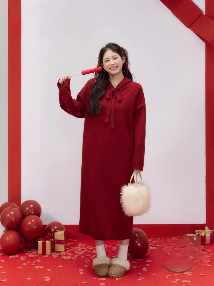 

Красный женский свитер больших размеров Dr Lazy Sle прямого кроя Dr новогодний утягивающий корейский свитер для поездок на работу и ветер Long Sve Dr