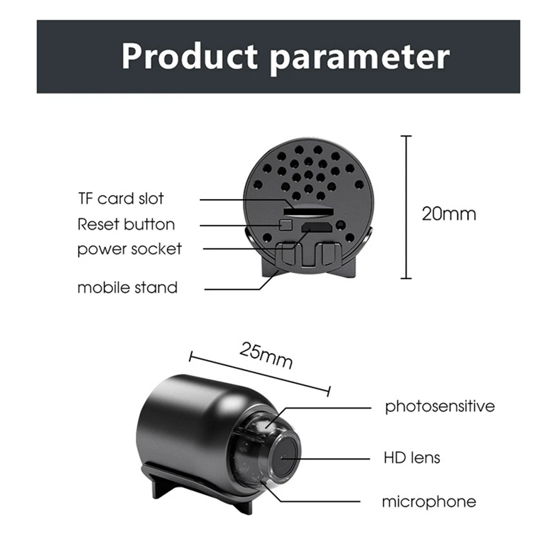 Cámara de vigilancia inalámbrica para bebé, dispositivo de seguridad con Wifi, 1080P, HD, gran angular de 160 °, visión nocturna, para exteriores, Hogar Inteligente