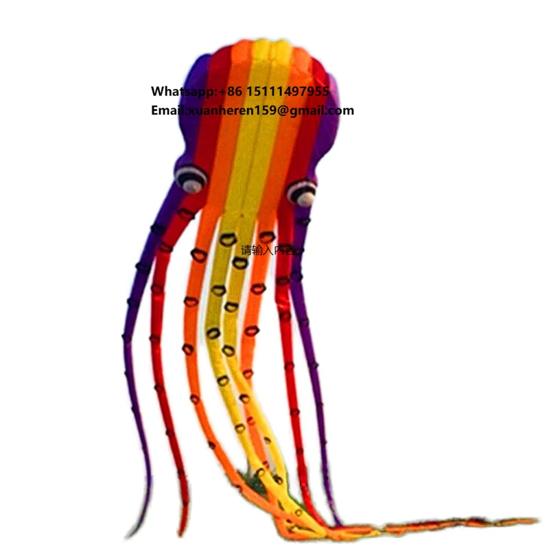 Soft 3D Octopus 30M Professional Competition Nylon Inflatable Kite for Outdoor Beach Kite Hook