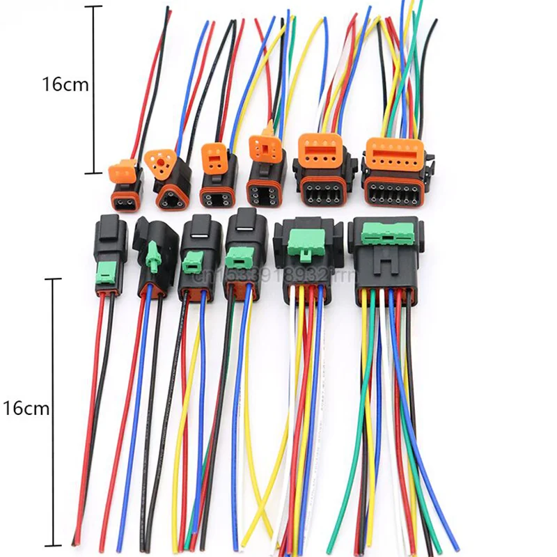 1 Set 16CM Car Connector DT06-2/3/4/6/8/12S Connect Plug Piece DT04-2/3/4/6/8/12P Waterproof Wire Harness Terminal Plug-in Plug