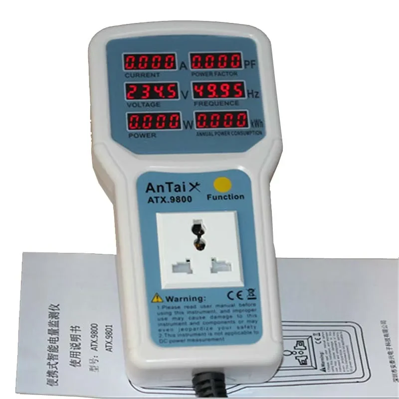 

ATX9800 LED Light Tester Socket Watt Meter Analyzer Power Meter 4400W 20A Electric Power Energy Monitor