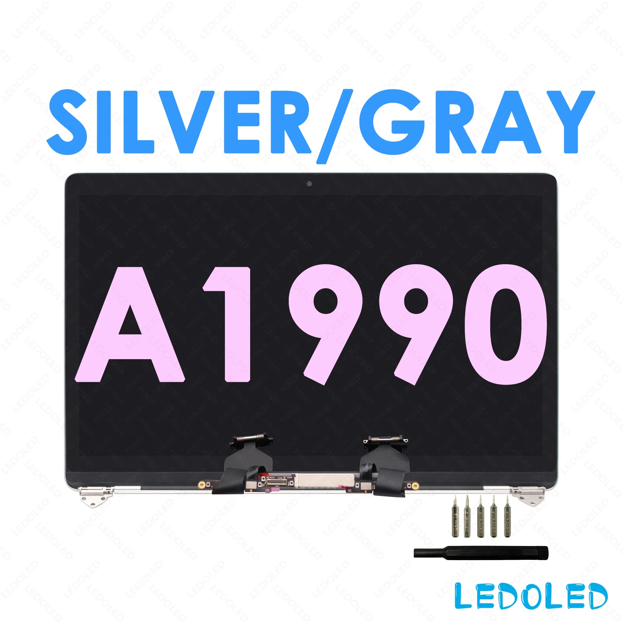 LEDOLED baru pengganti untuk Apple Macbook Pro Retina 15 "A1990 2018 2019 layar LCD rakitan EMC 3215 EMC 3359 (abu-abu + perak)