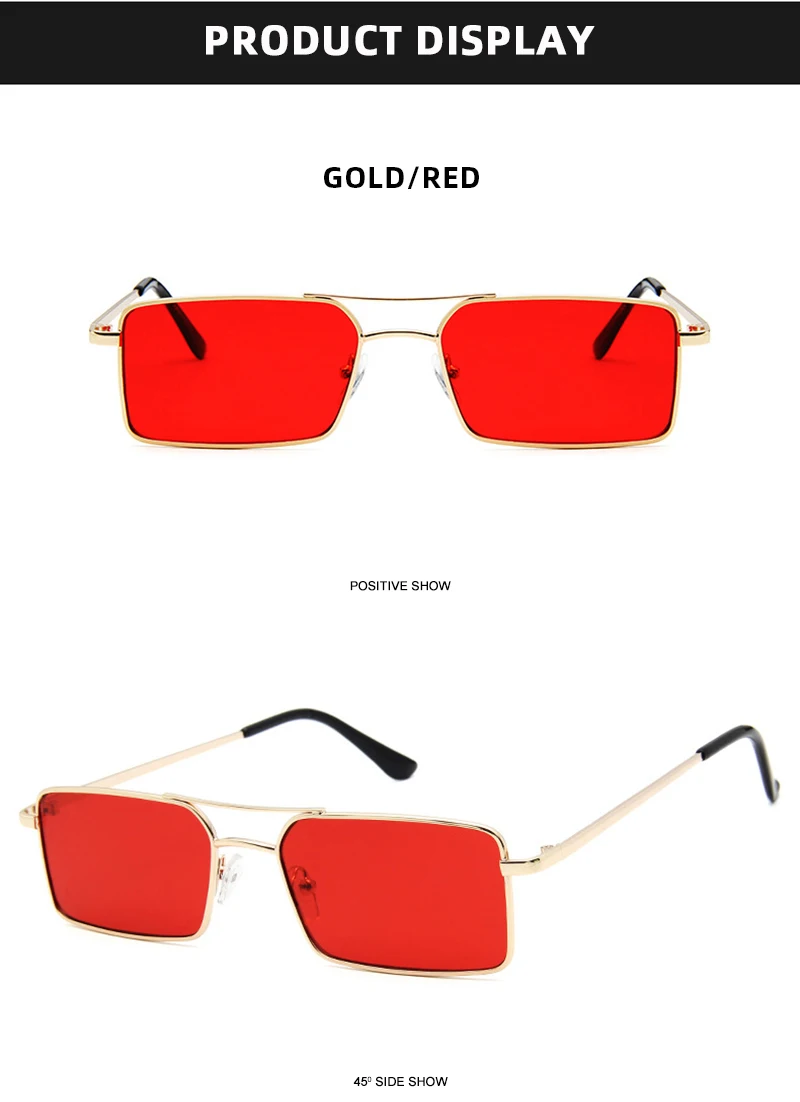 Vintage Rechteck Sonnenbrille Frauen Männer klassische kleine Metall Sonnenbrille weibliche Mode Sommer im Freien fahren Urlaub Schatten – Detail 6