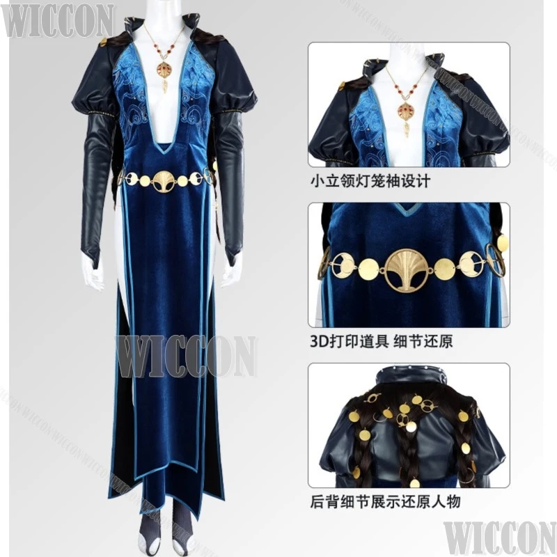 Mizora Game Baldur's Cosplay Gate 3 Costume Full Set Blue Dress Sexy Clothes Women Holloween Party Roleplay Customized