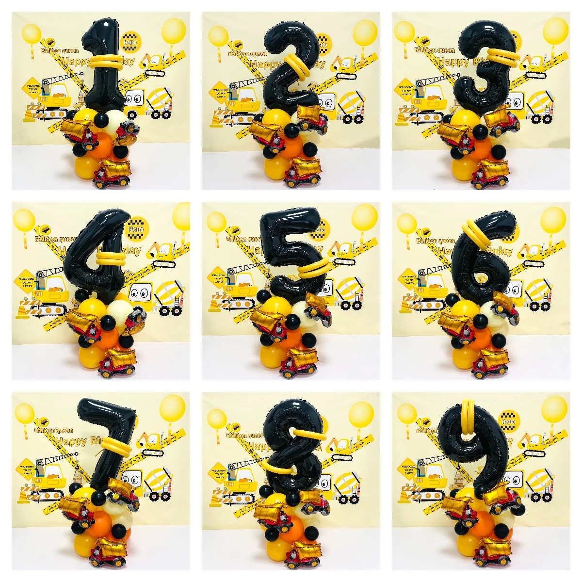 مجموعة بالونات مركبة البناء مكونة من 31 قطعة - بالونات شاحنة هندسية لطيفة لديكور حفلات الأطفال، واحتفالات أعياد الميلاد