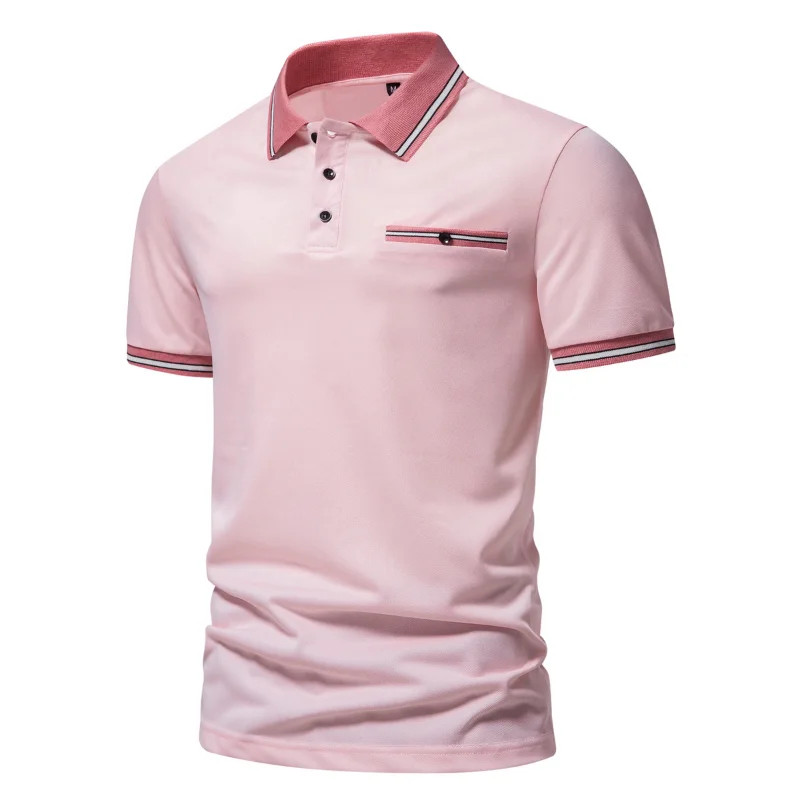 

Pink! 2023 New Summer Men's Polo Solid T-shirt Business Leisure Breathable Fashion T-shirts Men's Clothing