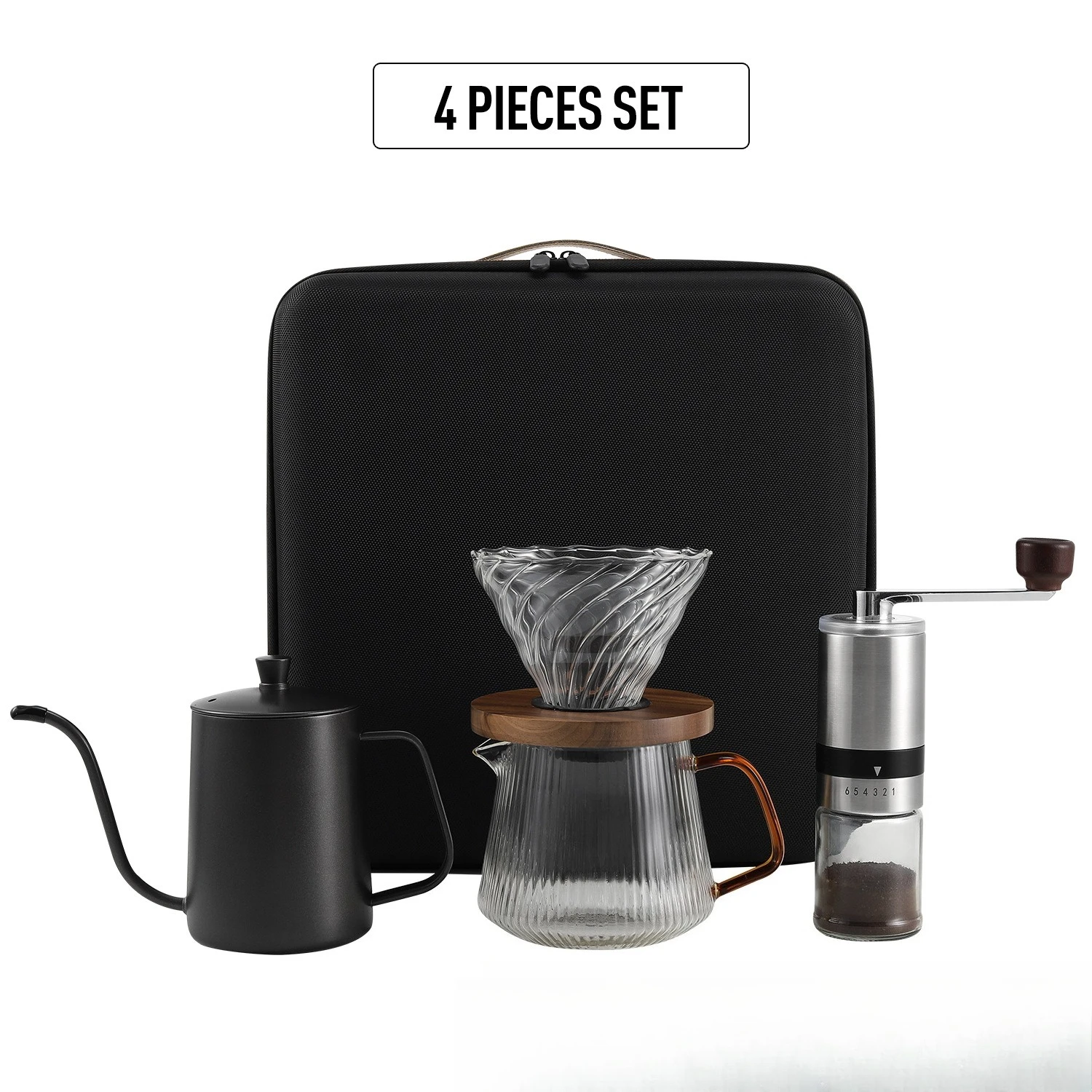 Portable Camping Coffee Gift Box Set Hand Brewed Coffee Maker Household Coffee Utensils Bean Grinder Sharing Pot Filter Cup
