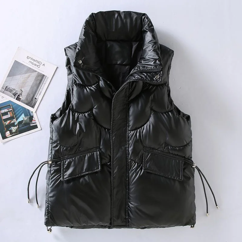 

plus Size Warm Bla Vest Coat Women Winter Loose College Sle Thi Casual Vest Large Size Comfortable Korean Sle Outerwear