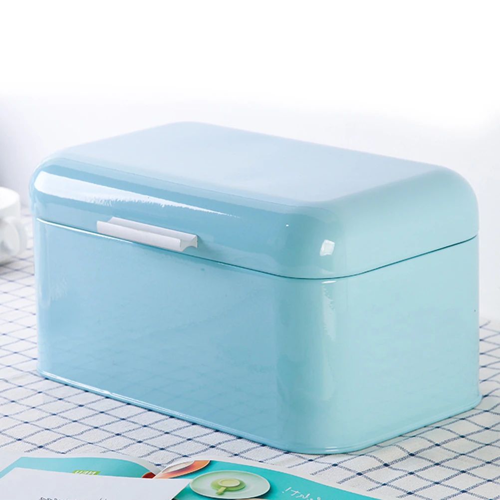 

1 шт., металлическая коробка для хлеба, железная корзина для хранения закусок, нержавеющий кухонный органайзер с порошковым покрытием для дома, кафе, пекарни, синий