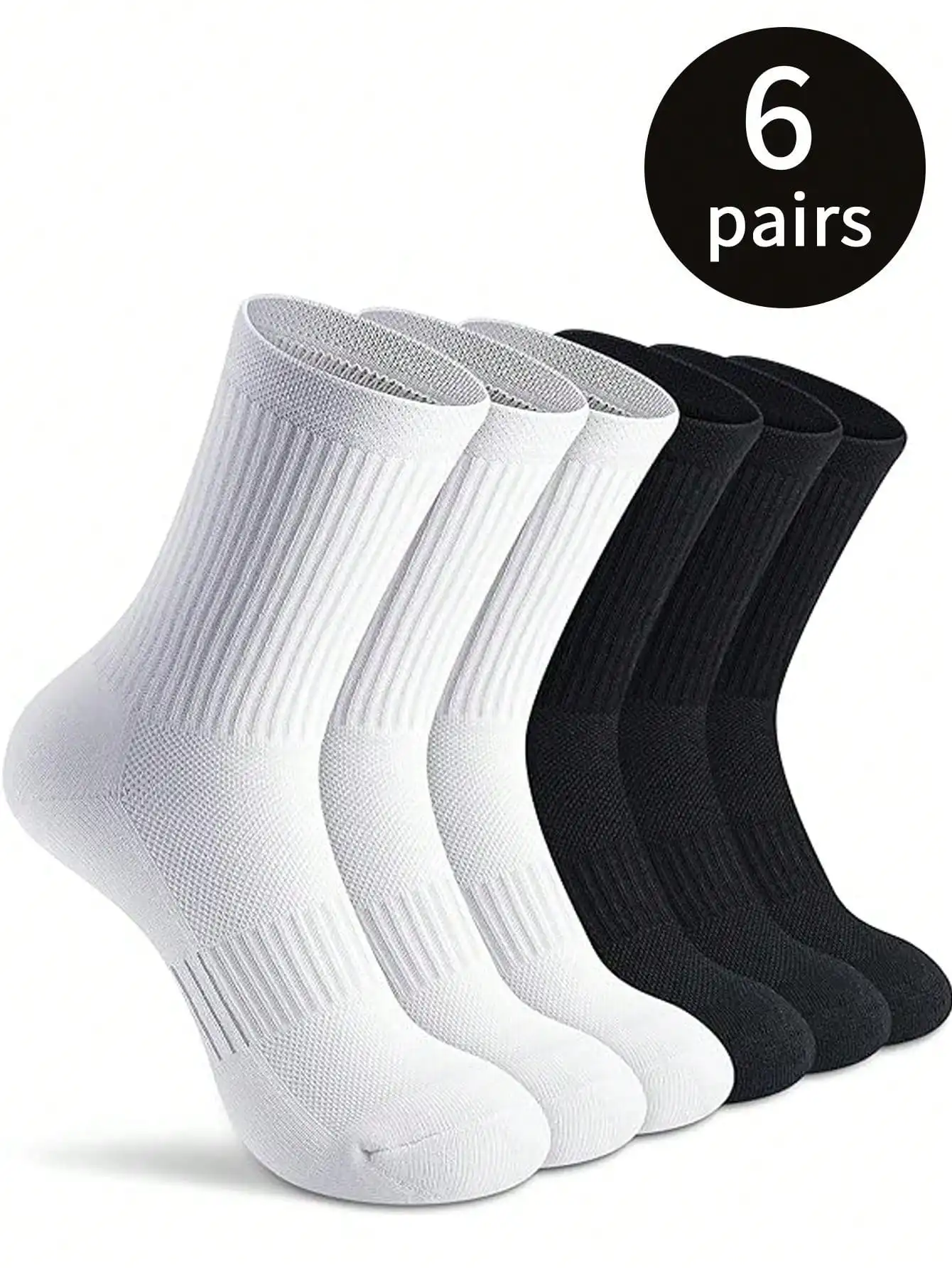 6 pairs of men\'s sports socks, mid-tube socks, basketball socks, sweat absorbent breathable deodorant socks