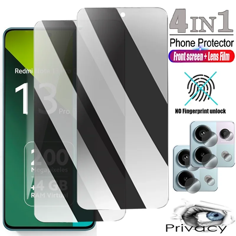 

4IN1 Privacy Screen Protector For Redmi Note 13 12 11 10 9 Pro Plus Camera Tempered Glass For Redmi Note 12S 11S 10S 9S 8T Glass