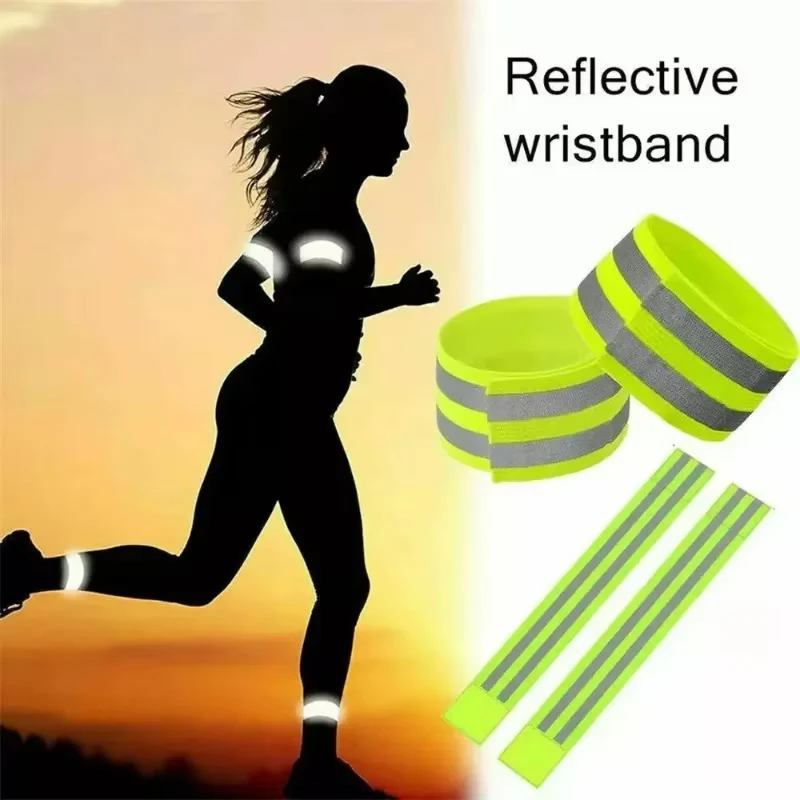 Fitas Refletivas para Caminhadas Noturnas, Ciclismo e Corrida, Fita Refletora de Segurança, Bandas Refletivas para Pulso, Braço, Tornozelo e Perna, Alta Visibilidade