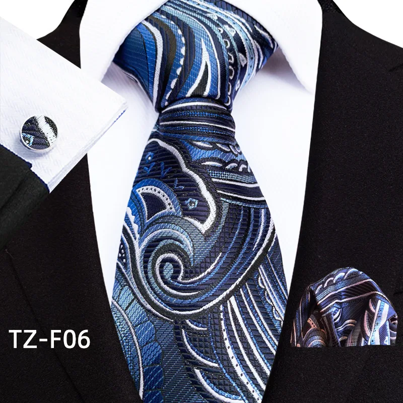 2026 Paisley Men's Necktie Pocket Square Cufflinks 3-Piece Set, Classic Formal Business Wedding Groomsman , Luxury Accessory