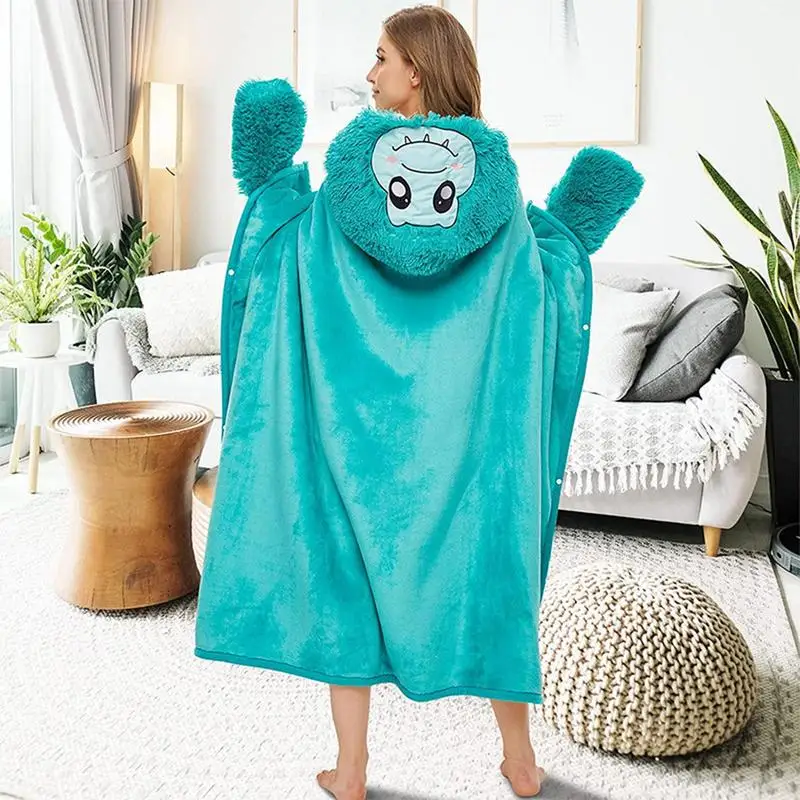 Oversized Blanket Hoodie Cute Animal Design Onesie Adult Costume Sleep Bag Flannel Cozy Hoodie Sweatshirt For Mom Women