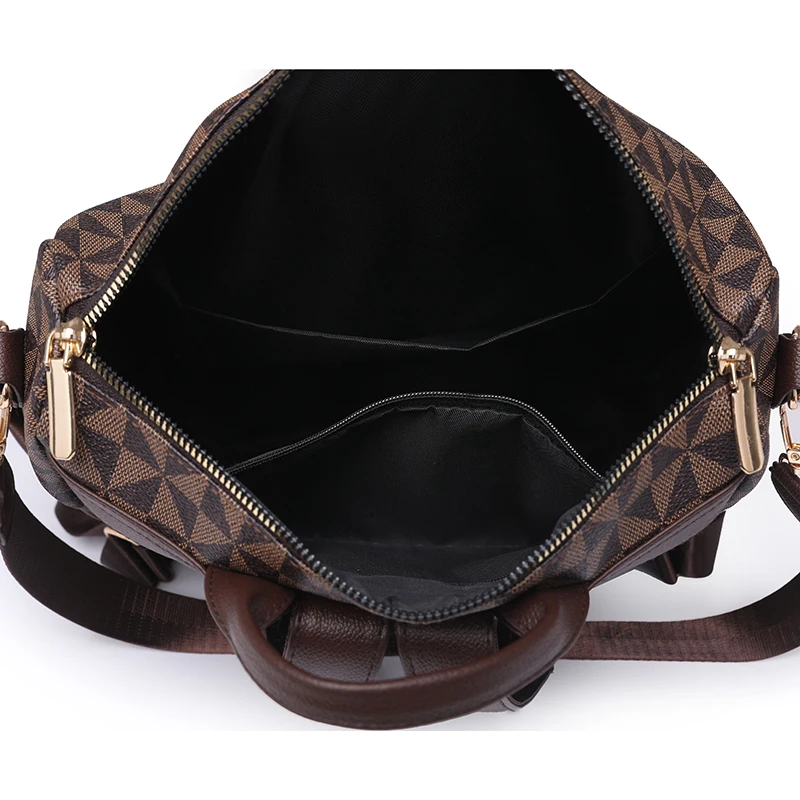 Zaino da donna Vintage per il tempo libero PU borsa a tracolla con reticolo di diamanti zaino multiuso antifurto di grande capacità per esterni