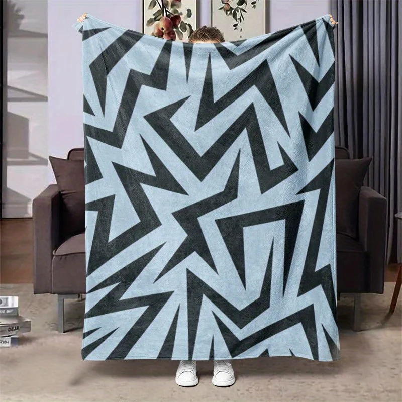 Modern Geometric Art Blanket Reversible Flannel Throw for Contemporary Decor AllSeason Comfort Bold Pattern Gift