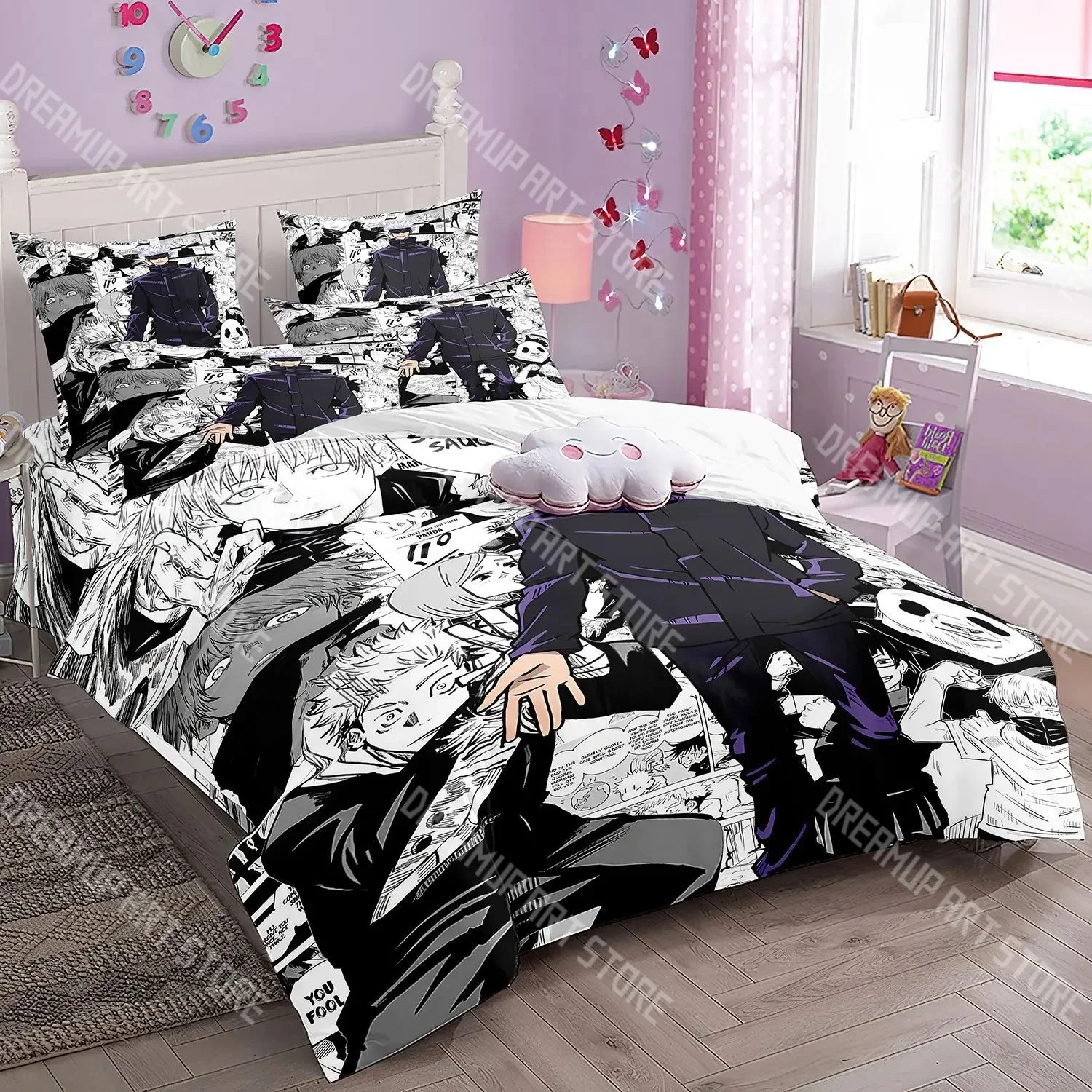 Fashion Anime Jujutsu Kaisen Bedding Set Single Twin Full Queen King Size Bed Set Kids Bedroom Duvetcover Sets Bed Sheet Set