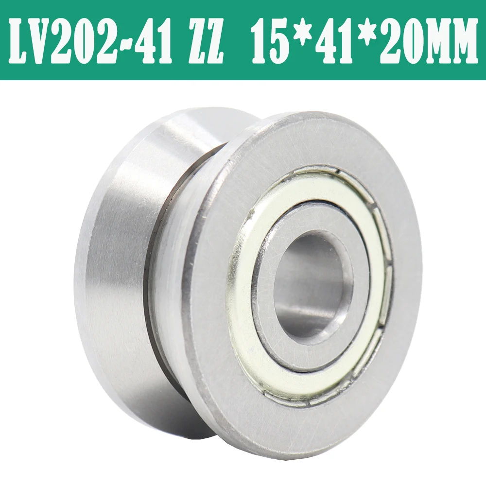 

LV202-41 ZZ Bearing Wheel 1PC 15*41*20mm LV Series V Groove Pulley Traces Walking Guide Rail Bearings Roller LV202-40ZZ