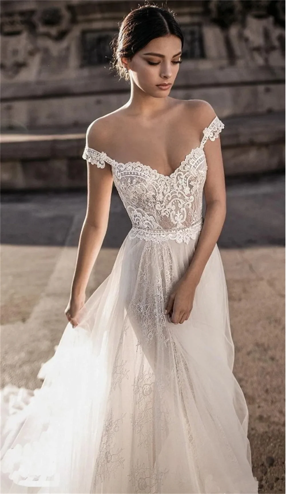 Elegant Wedding Dress Lace Appliques Sleeveless V-Neck Mermaid Floor-Length Bridal Gown Women Vestidos de novia New Prom Dress