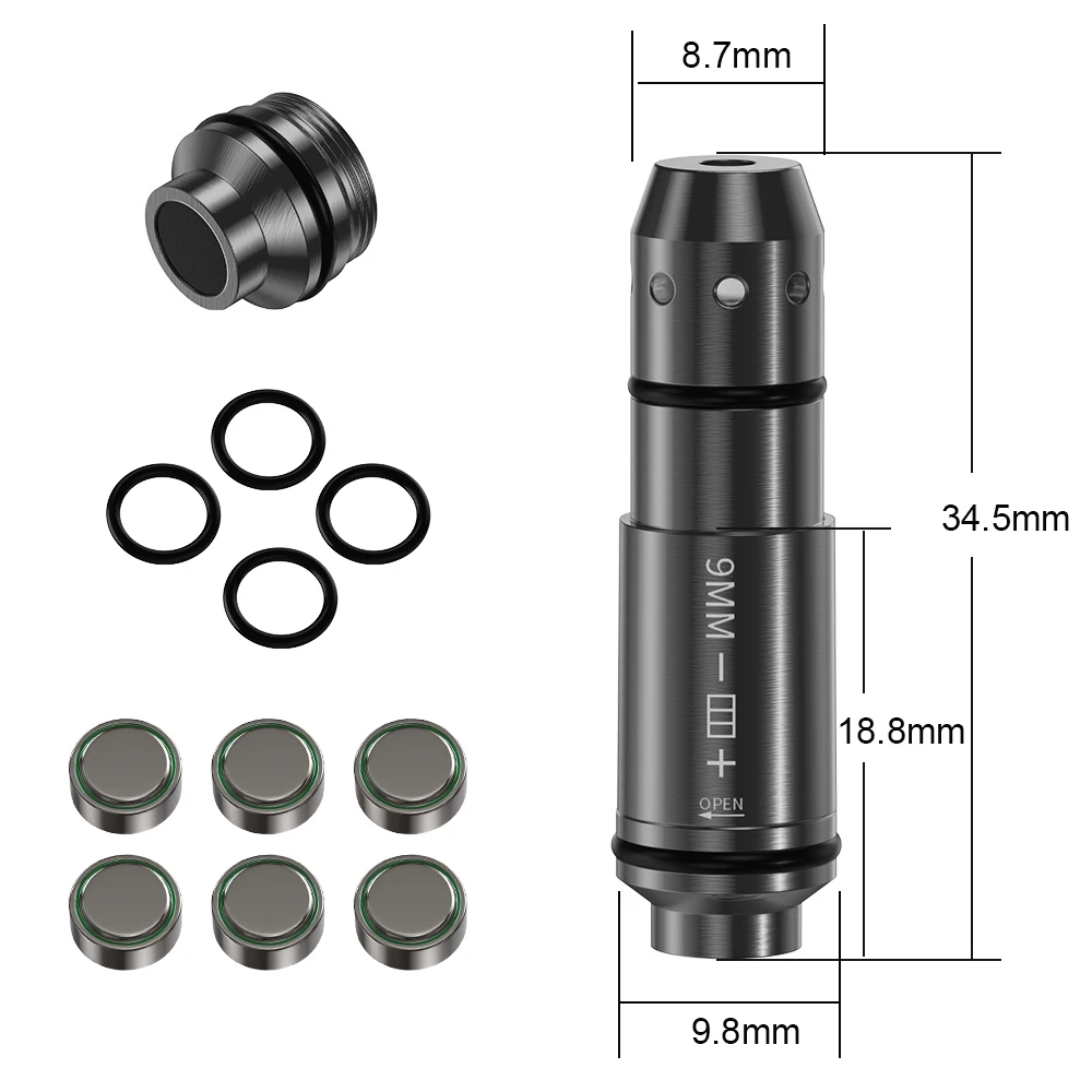 9mm Red Dot Laser Training Cartridge - Ultra-Long Battery Life for Dry Fire Laser Training