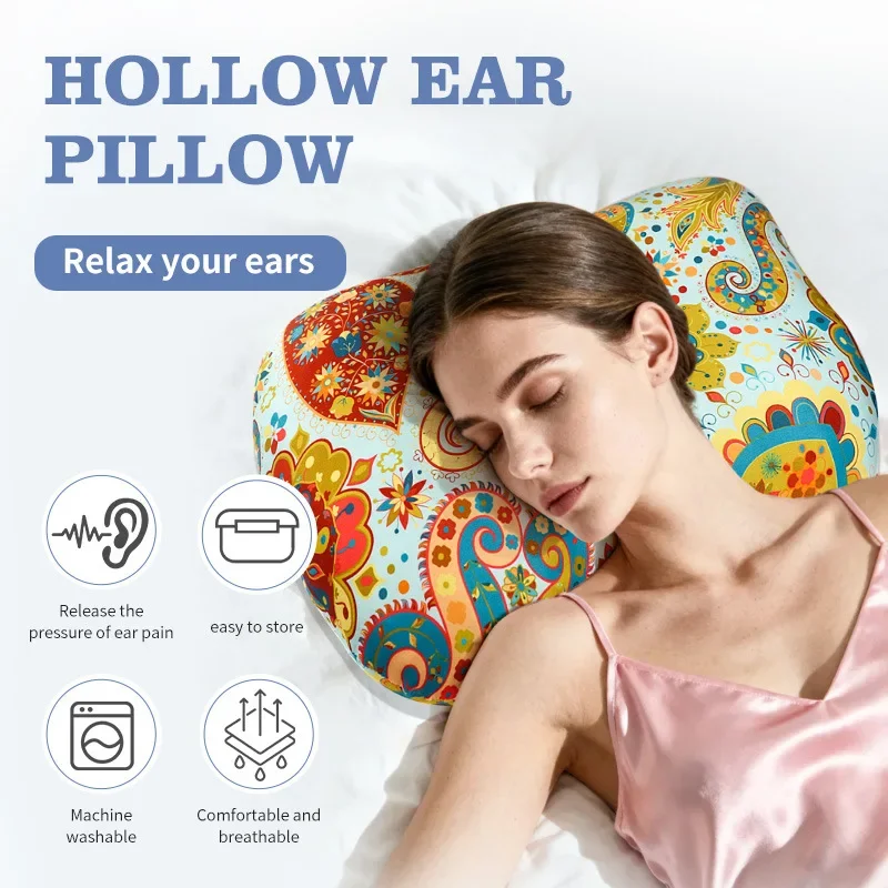 Washable Ear Piercing Pillow Relief Ear Pain Ear Pressure with Hole Ear Pillows Cotton Ear Guard Pillow For Side Sleepers