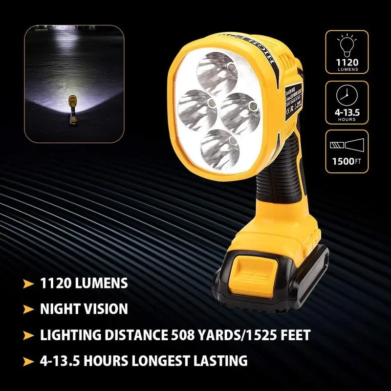 12W Portable LED Work Light For Dewalt 18V 20V Max DCB140 DCB200 Battery USB Outdoor Tools Flashlight (NO Battery,NO Charger)