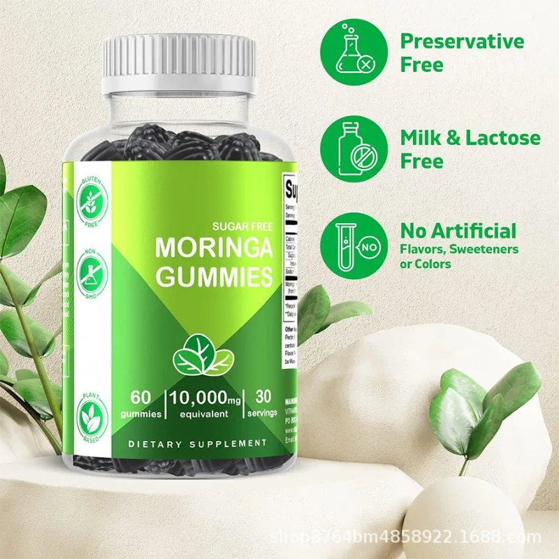

Moringa Extract Gummies Tasty Soft Candy Healthy Dietary Supplement Ideal Snack for Adults Kids